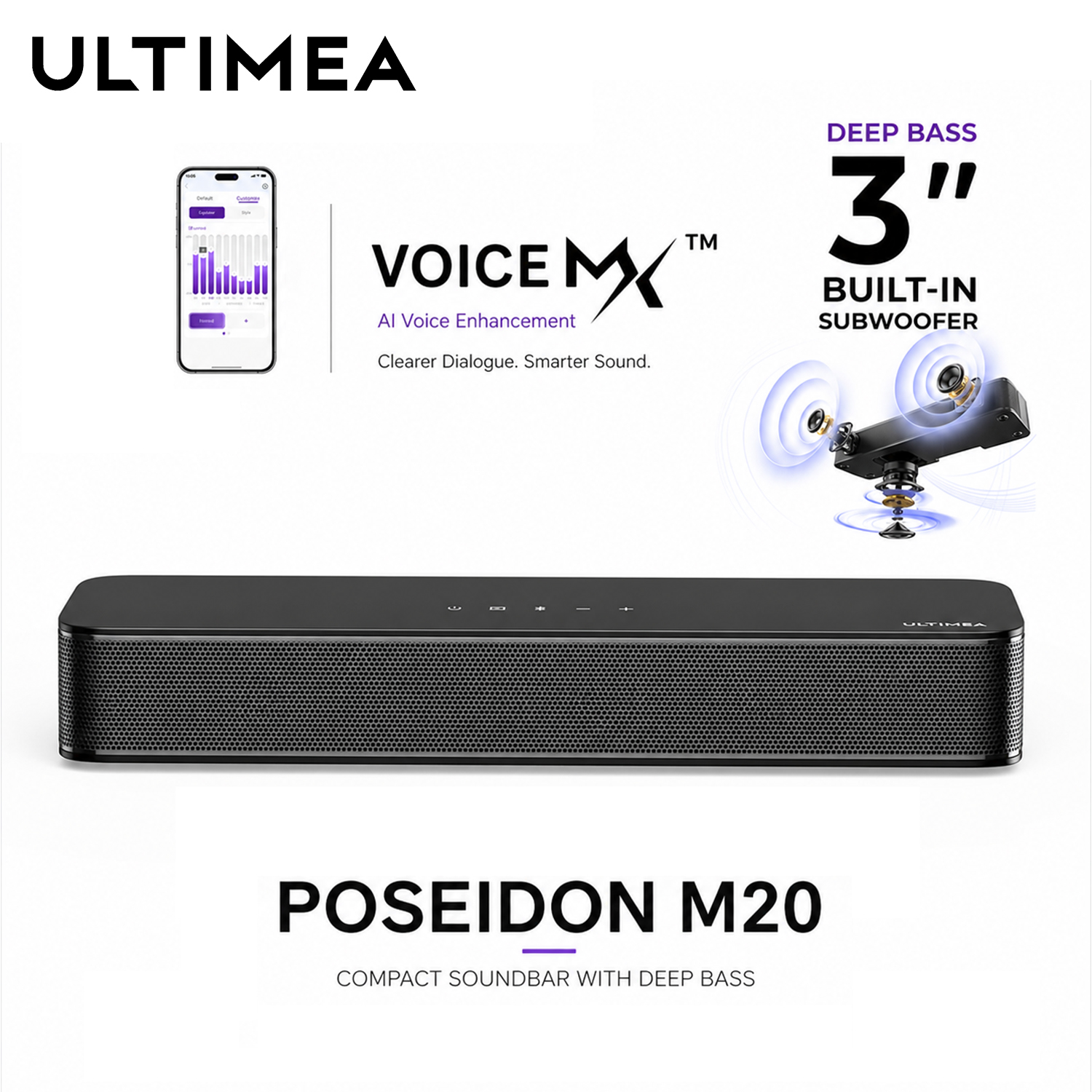 Home Cinema Dolby Atmos - ULTIMEA 2.1 Channel Compact Soundbar for