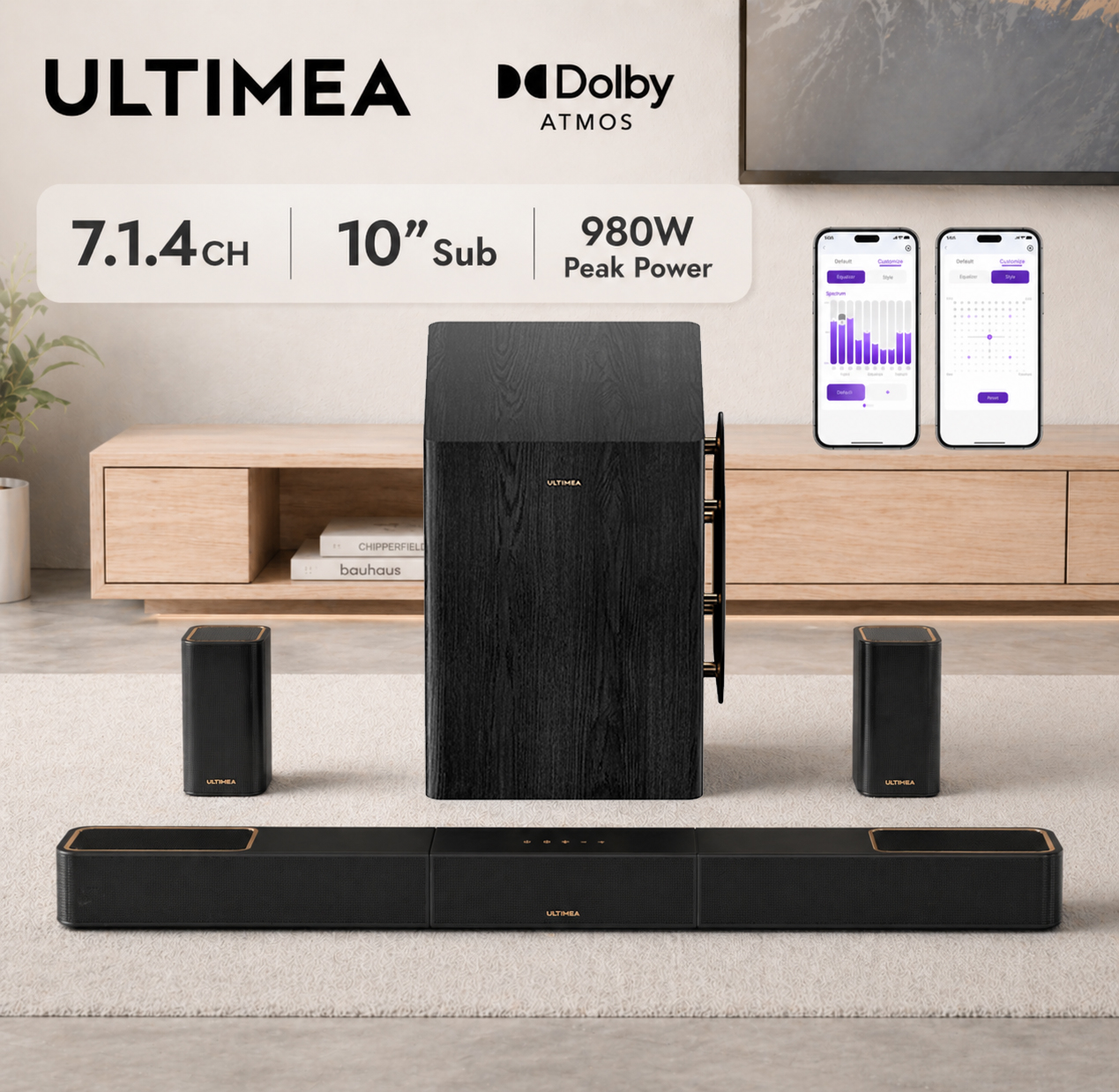 Home Cinema Dolby Atmos - ULTIMEA 7.1.4ch Soundsystem Soundbar, Dolby Atmos&APP