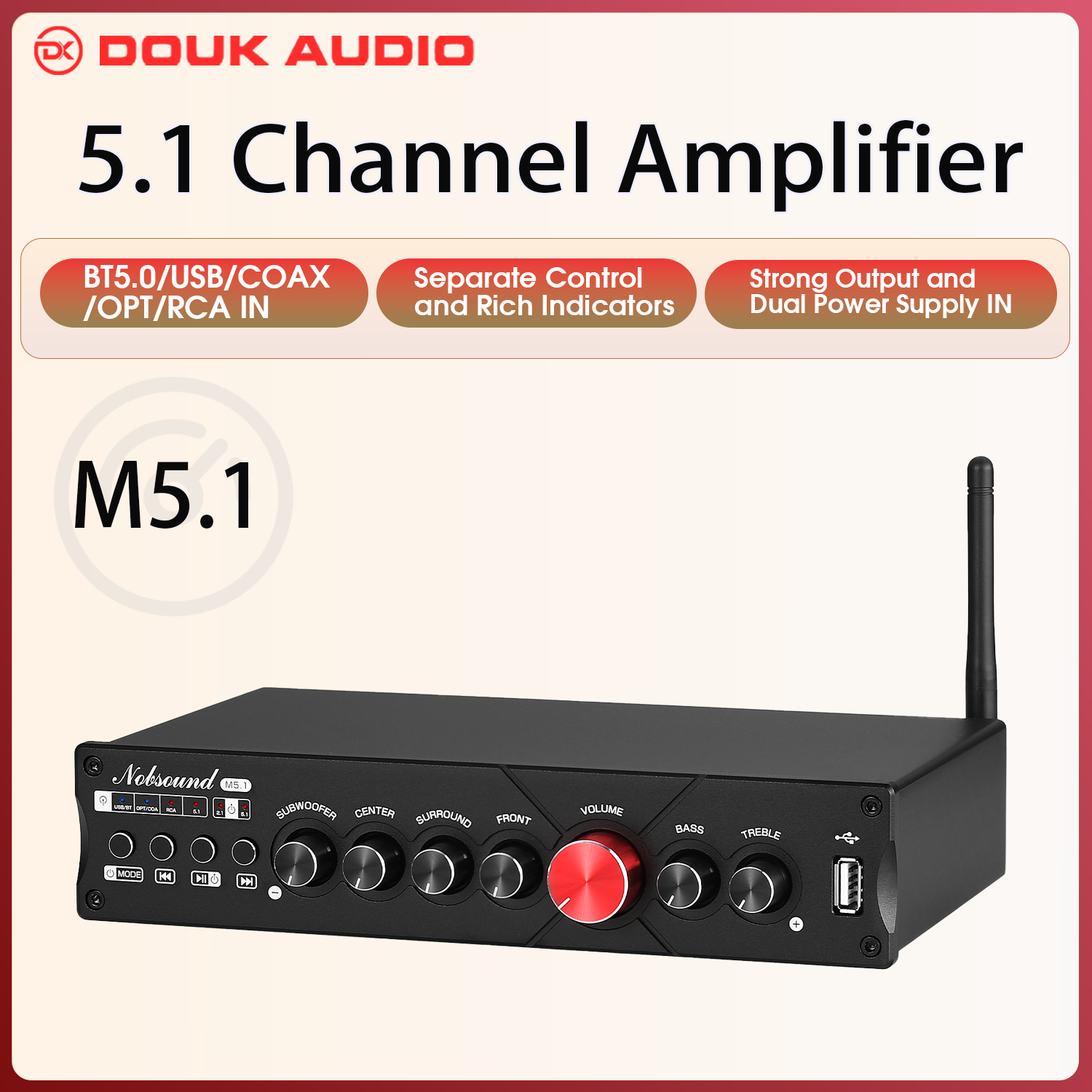 Home Cinema Onkyo 5.1 - Douk Audio 5.1 Channel Digital Amplifier