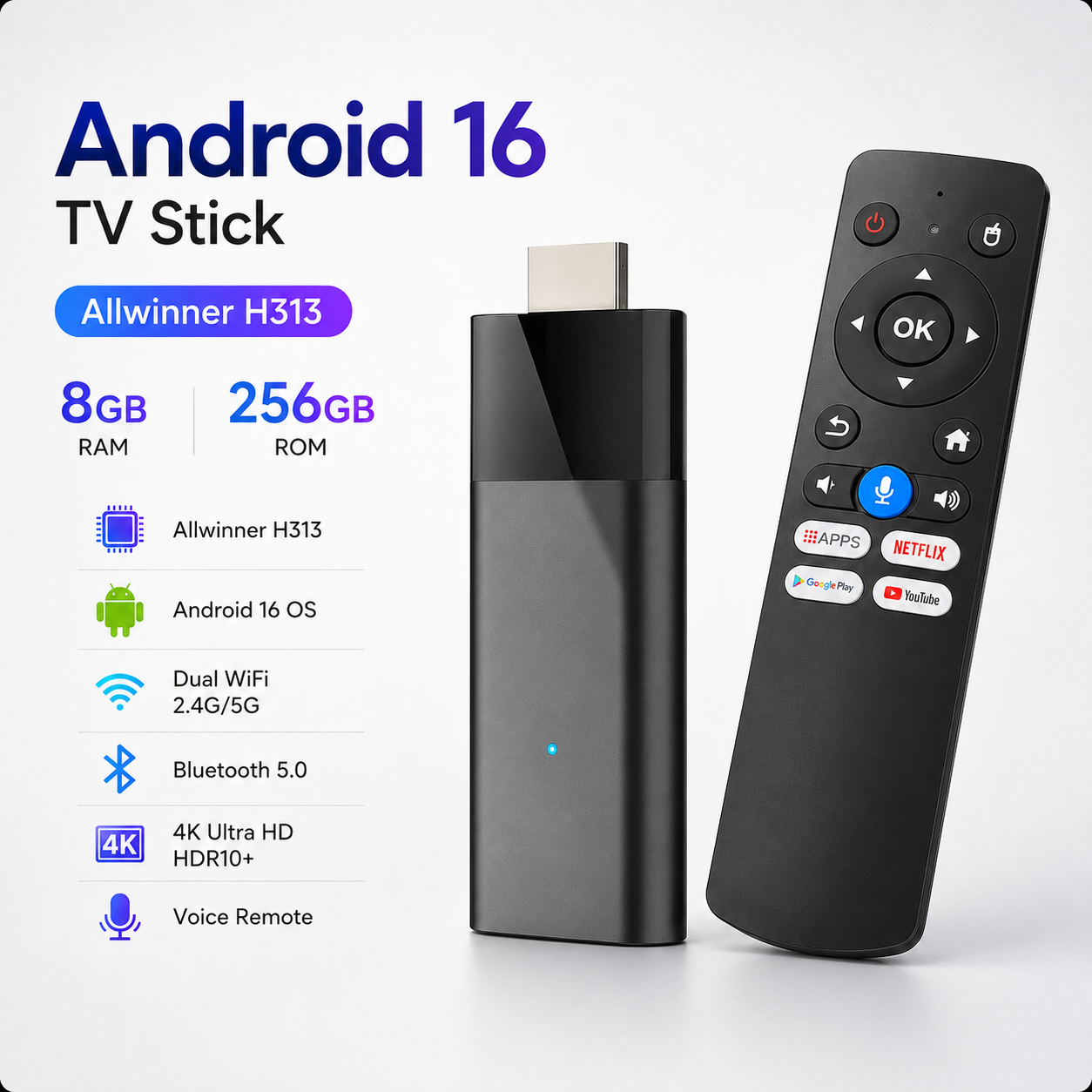 Android 16 TV Stick 4K Allwinn - 4K Media Player recensione e prezzo