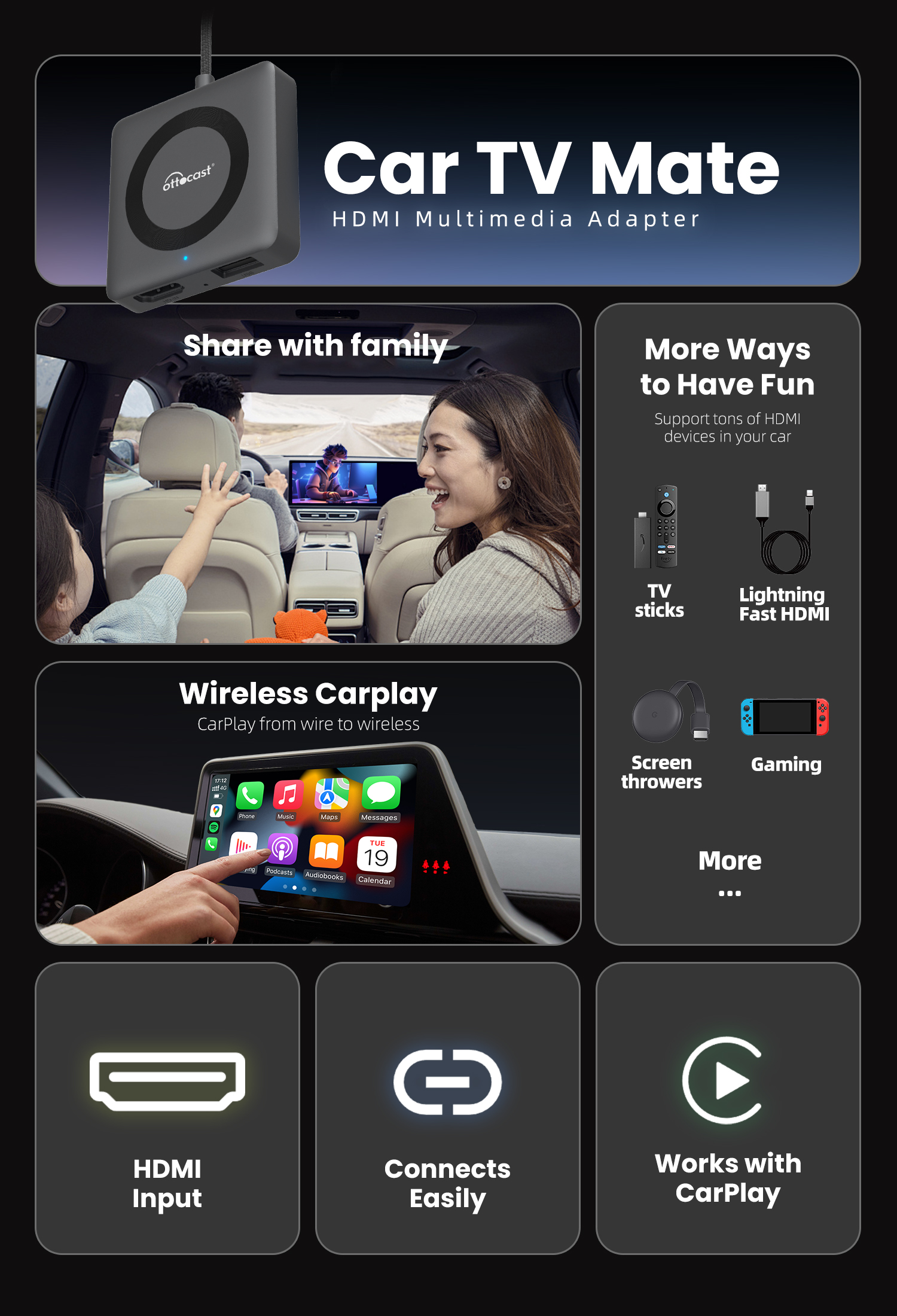Wireless CarPlay Android Auto  - Smart Tv Stick recensione e prezzo