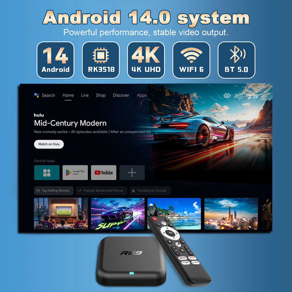R69-1 Android 14 TV Box Rockch - Home Cinema Media Player recensione e prezzo