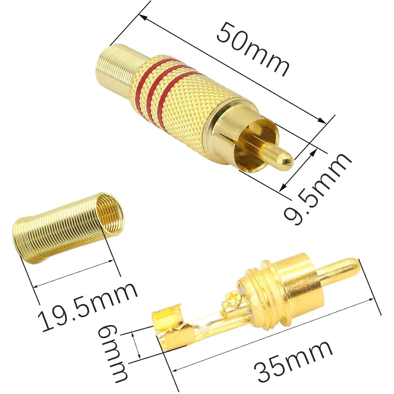 4PCS RCA Plug Gold Plated Sold - Home Cinema Sound System recensione e prezzo