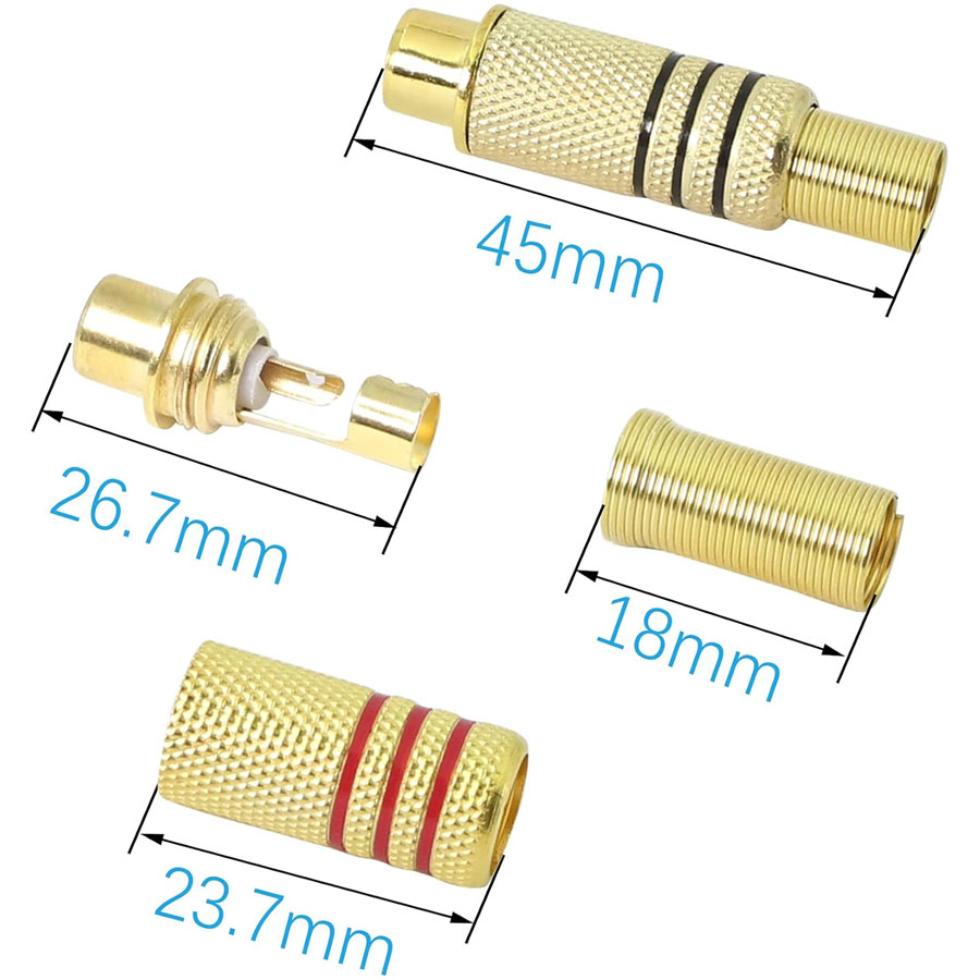 4PCS RCA Plug Gold Plated Sold - Home Cinema Sound System recensione e prezzo